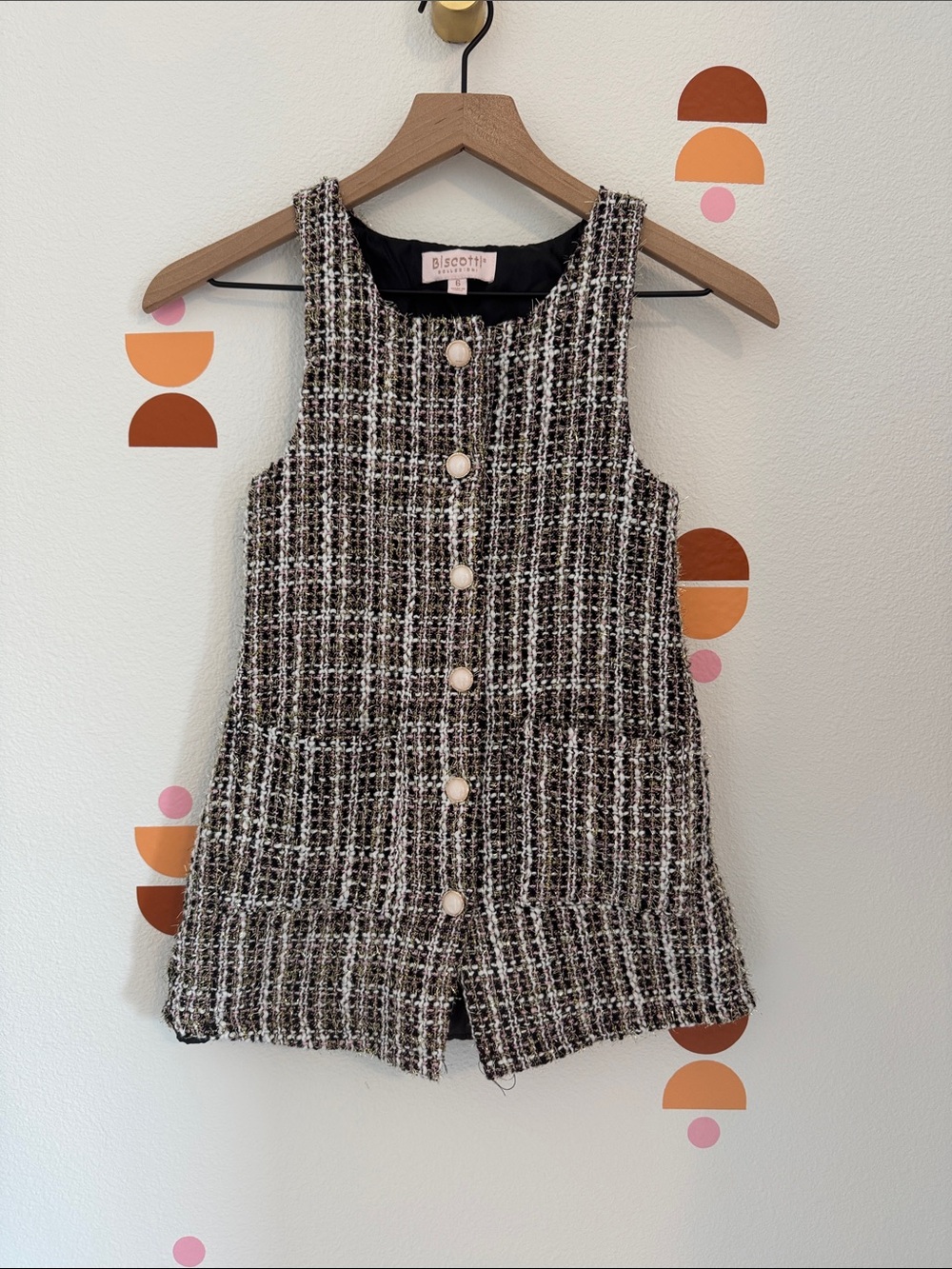 Biscotti Black & White Tweed vest N0063